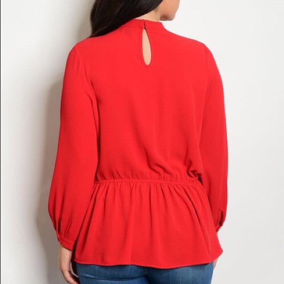 New ! Plusize Longsleeve choker elastic waist top - Picture 2 of 2